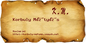 Korbuly Mátyás névjegykártya