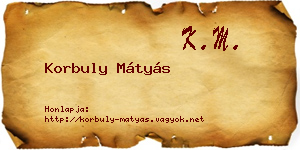 Korbuly Mátyás névjegykártya